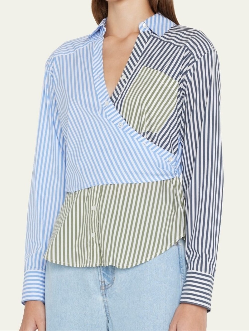 Veronica Beard Mayfair Button-Front Wrap Top Size Medium